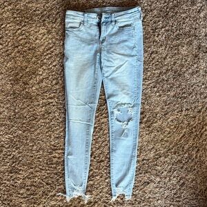 American Eagle Outfitters Light Blue Ripped Skinny Jeans